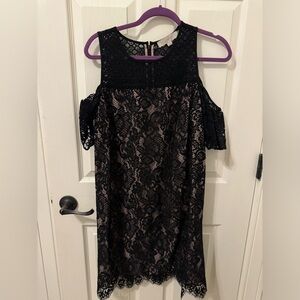 Black lace cold shoulder dress